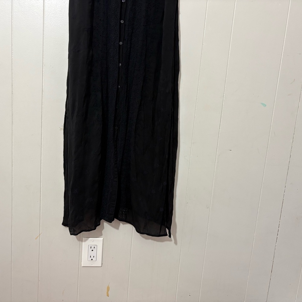 Johnny Was Sleeveless Embroidered Lace Eyelet Maxi Dress Black Size M - Picture 5 of 8